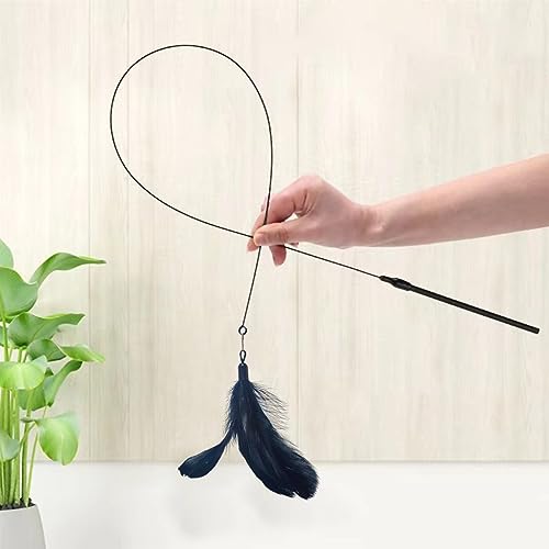 Qpets® Cat Teaser Wand with Suction Cup Design Feather Interactive Kitten for Indoor Cats 3 PCS