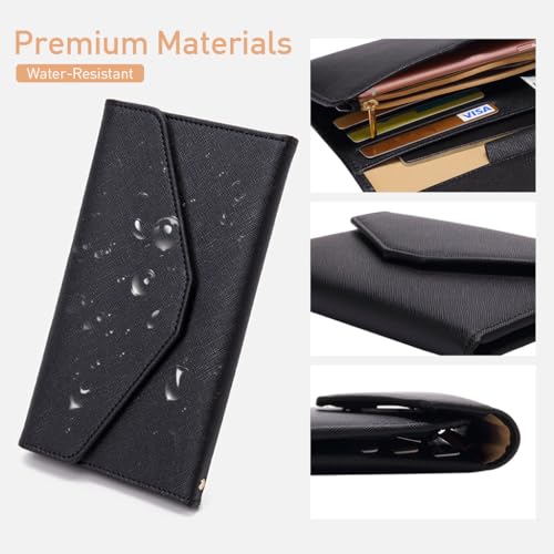 GUSTAVE PU Passport Cover Leather Passport Wallet, RFID Blocking, Multi-Slot Bifold Organizer, Designed For Safe & Stylish Travel With Spacious Compartments For Cards, Cash & ID Passport Wallet