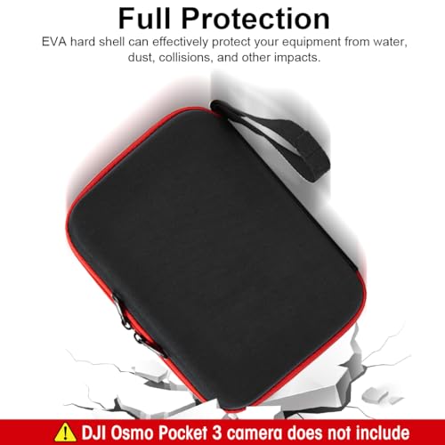 Verilux® Black Carrying Case for DJI Osmo Pocket 3 Camera Storage Bag with Hand Strap Travel Accessories Polyurethane 3PCS