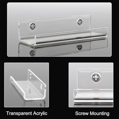 HASTHIP® 6 Pack Clear Vinyl Record Shelf Wall Mount Acrylic Album Holder Display Invisible Storage Hanger CD Floating for Home Office 4 inch 2 PCS