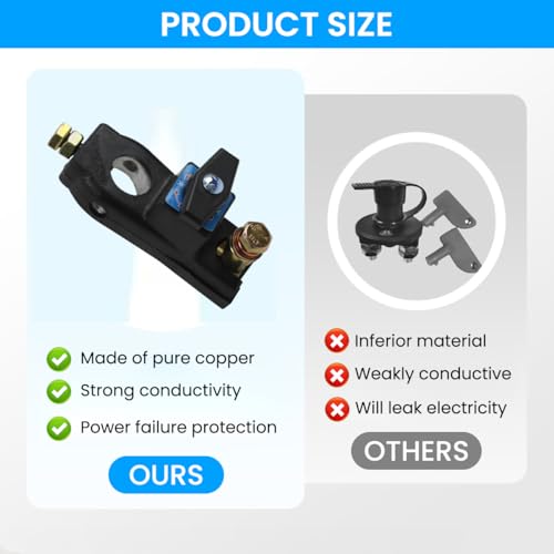 STHIRA® 12/24V Battery Disconnect Mechanical Switch Prevents Drain Maintenance Manual Cut-Off For Vehicles Trucks Motorcycles 8 Way RVs Boats Black 3PCS