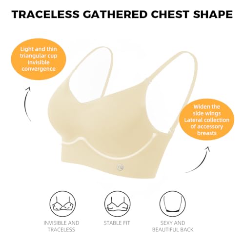 PALAY Women's Bra Summer V-Neckline Bra with Adjustable Strap Breathable Bra Stylish Cross Back Bra Yoga Bra Base Layer Bra, S