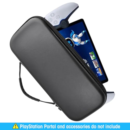 ZORBES® Polyurethane Carrying Case for PlayStation Portal Handheld Gaming Console Portable Hard Shell Storage Bag Travel Accessories Black 2 PCS