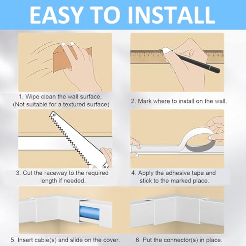 Serplex® 18PCS Cord Hider 15.7 inches Connectable Cable Covers for Wall Sliding Raceway Wire Hiders for TV Wire Covers for Cords