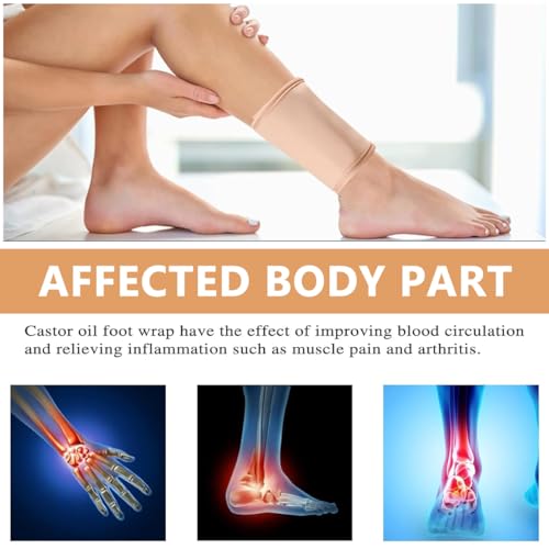 HANNEA® 4PCS Castor Oil Foot Pack Kit for Feet Reusable Organic Thyroid Castor Oil Wrap Promotes Circulation Relieves Inflammation Pain