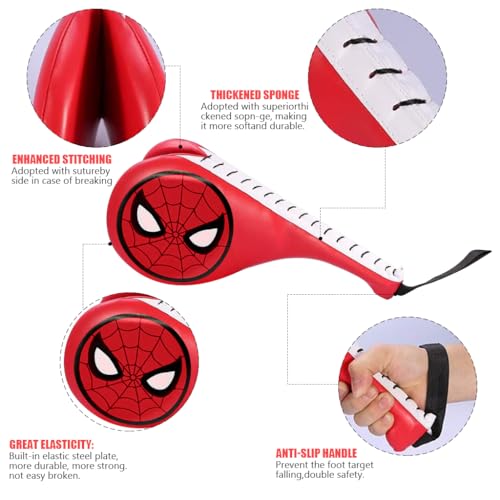Proberos Taekwondo Kick Pads, Spiderman Print Kicking Padfor Kids, Synthetic Leather Double Face Kicking Target Taekwondo Kick Pad, Taekwondo Fan PAD Single for Training & Practice