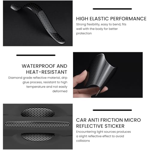 STHIRA® Set of 24PCS Car Door Protector Guard Handle Bowl Reflective PVC Bumper Stickers Black Carbon Fiber Pattern