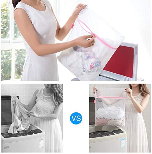 HASTHIP 5PCS Mesh Laundry Clothes Washing Bag, Laundry Bags Coarse Mesh Wash Bags with Zipper for Washing Machine, Delicates, Lingerie, Socks, Bra, Shoes