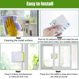 SNOWIE SOFT 2 Pack Security Window Lock for Push-Pull Doors, Keeping Window Locked in Place, Safety Window Restrictor for Kids Baby Safety Strong Self Adhesive, Window Locks Door Locks
