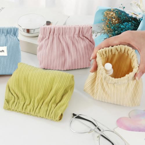 MAYCREATE® Small Makeup Pouch Bag Coin Purse 12PCS Soft Corduroy Make Up for Woman Storage Travel Lipstick Pouches Women Girls Jewelry Organizer Easy Squeeze Open