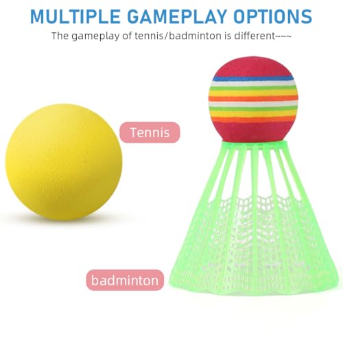 Proberos® Kids Sport Racket Toy Set with 2 Tennis 2 Badminton Balls 9 Inch Kid EVA Foam Wrapped Handle Lightweight Design Ages 6+ 2PCS