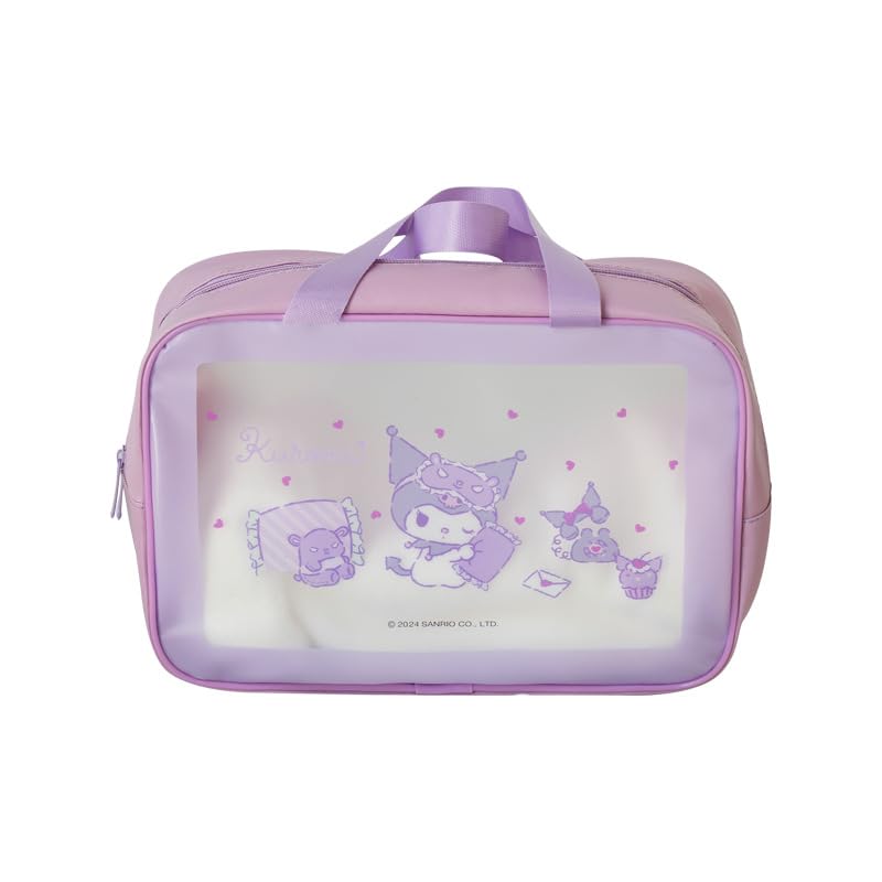 MAYCREATE Travel Toiletry Bag Cartoon Kuromi Purple Print Toiletry Bag Makeup Organizer Bag Bathroom Shower Caddy Bag PVC Transparent Waterproof Travel Toiletry Zipper Pouch with Handle, 25x16x10cm