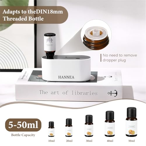HANNEA® USB Waterless Essential Oil Diffuser, Smart Timered Diffuser for 15ml/0.5 oz EO Bottles, Standard GL18 Essential Oil Bottles, 2000mAh Battery, 3 Intermittent Spray Modes