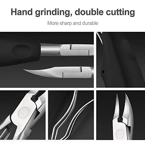 MAYCREATE lesgos Professional Surgical Grade Stainless Steel Ingrown Big Thick Nails Nippers Cutters with File for Elderly, Seniors, Men (Black)