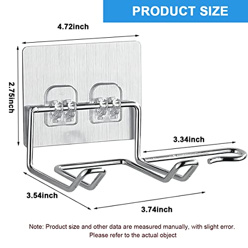 HASTHIP Hair Dryer Stand Self Adhesive Hair Dryer Holder Wall Mount Stainless Steel Hairdryer Rack Bathroom Blow Dryer Organizer Suitable for All Hair Dryer Models Grey