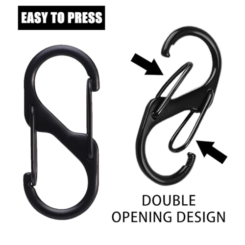 Proberos® Dual Hook S Carabiners Quick Release Design Heavy-Duty Zinc Alloy Versatile for Backpack Camping Organizing Multi-Purpose Durable Hooks Outdoor Gear Essentials 15PCS Black