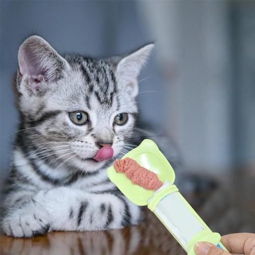 Qpets Cat Treat Feeding Spoon Pet Moist Treats Strips Feeding Spoon Food Grade Silicone BPA Free Cat Treats Feeding Spoon Portable Feeding Spoon for Soft /Moist Cat Treats
