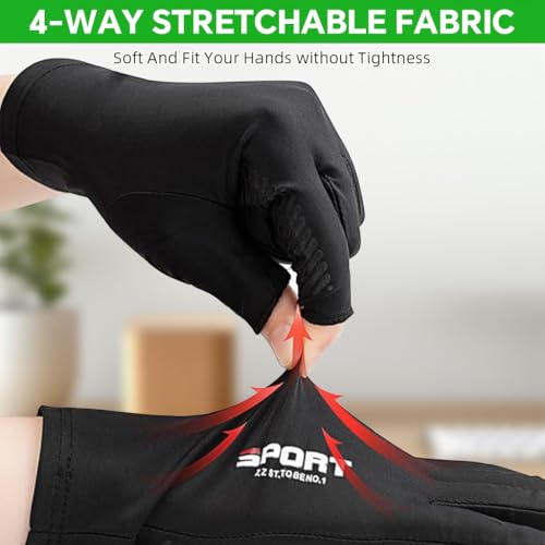 Proberos® Riding Gloves with Open Thumb Index Finger Tips Ice Silk UV Protection Outdoor Breathable Anti-Slip Fashion Sport Driving Golf Unisex Closing Fit Gloves 2 PCS