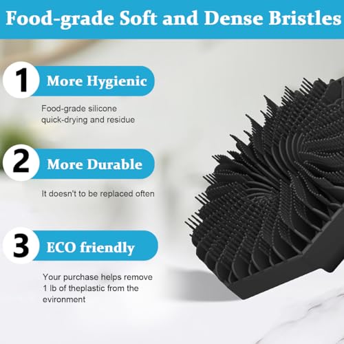 MAYCREATE® Silicone Body Scrubber Exfoliating for Sensitive Skin Soft Massage More Hygienic Than Traditional Loofah Gentle Black 3PCS
