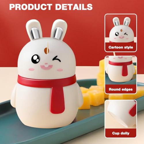 HASTHIP® 2pcs Toothpick Box, Pop-Up Automatic Cute Bunny Toothpick Storage Box for Restaurant Kitchen, MixedColors