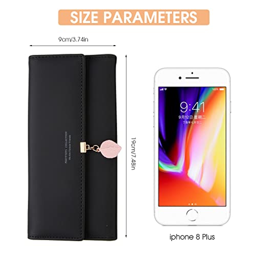 PALAY Purse Hand Wallet for Women Long Wallet PU Leather with Leaf Pendant Purse for Ladies Stylish Latest Card Holder Phone Pocket Girls Zipper Coin Purse