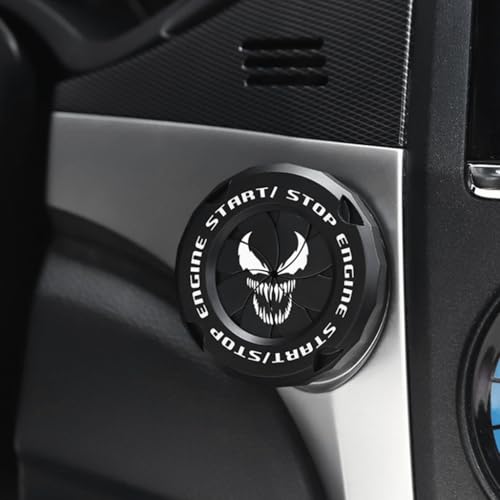 STHIRA® Venom-Themed Car Start Stop Button Cover Creative Engine Durable Material Push Interior Decor Protection Switch Universal Fit for Cars SUVs 3PCS