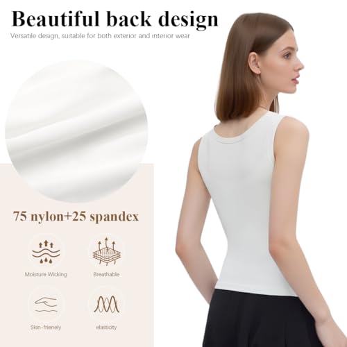 SANNIDHI® Tank Tops for Women Stylish with Shelf Bra Casual Shirts Racerback Basic Cami Tanks Shirt Cotton Undershirt for Yoga, Workout, Pilates, XL