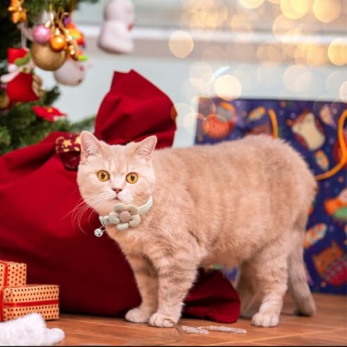Qpets® Cat Collar Pet Cute Flower with Bell Lovely Quick Release Adjustable Soft Plush Gift 2PCS