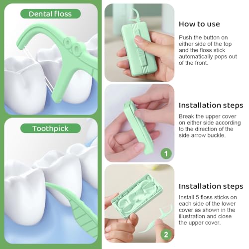 HANNEA Dental-Flosser Dispenser Dual-end Dental Picks Dispenser Box with 200pcs Dental Floss Travel Dental Floss Storage and Dispenser Box Magnetic Closing Dental-Floss Dispenser Box