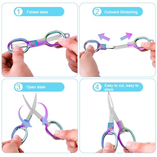 OFIFO® Folding Utility Scissors, 4.5 inch Pocket Scissor Carbon Steel Scissors Fishing Line Scissors Sewing Scissors Crafting Scissors