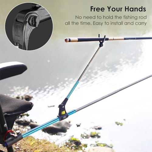 Proberos® 1.7m Retractable Fishing Rod Holder with Ground Nail Bank Set Lake Pole Stand Adjustable Aluminium Support for Lake 2PCS