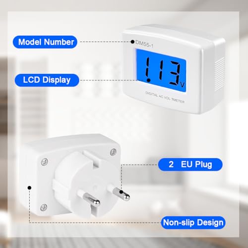 Serplex® 80-300V LCD Digital AV Voltage Tester Monitor Plug In Wall Outlet Meter Multipurpose for RV Household Electricity Power Extension 3PCS