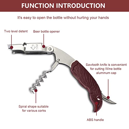 HASTHIP Wine Opener Stainless Steel Wine Bottle Opener Wine Bottle Corkscrew with Foil Cutter Creative Eagle Head Handle