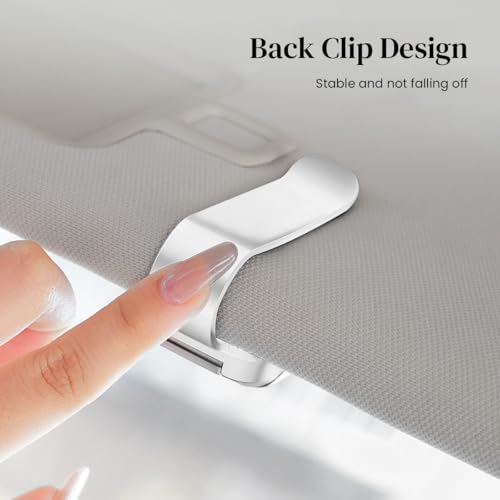 STHIRA® Universal Car Sunglasses Holder Clip for Sun Visor Secure Lock with One-Button Unlock Anti-Scratch Sponge Space-Saving 2PCS