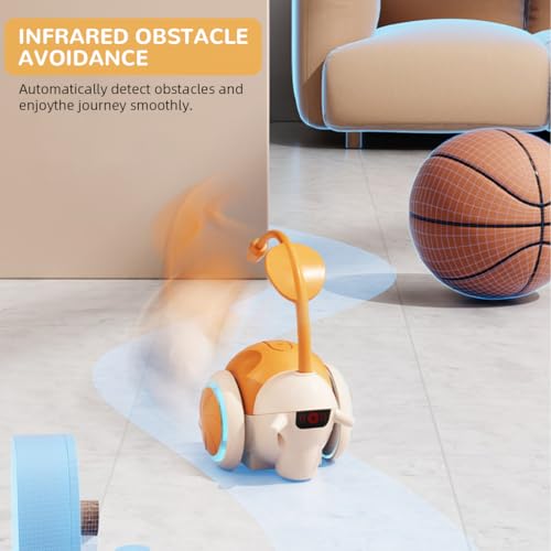 Qpets Cordless Snail Toy Cat Toy Electric Cat Teasing Toy with Feather Remote Control Electric Moving Toy with Motion Sensor Dual Modes USB Rechargeable Fun Cat Chasing Toy