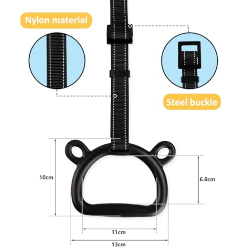 Proberos® Kids Gymnastic Rings 2 Pair with Adjustable Heavy-Duty Nylon Strap, Rubberized Grip, 360Lbs Loading, Durable Design, Ideal for Home Fitness, Gym & Outdoor Training for Kids & Teens