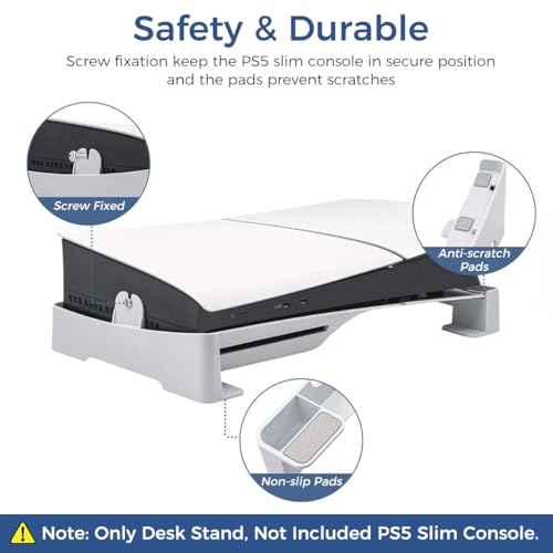 ZORBES® Desk Stand for PS5 Slim Pro Console Horizontal Anti-Slip Base Accessories PlayStation 5 Digital Ultra-HD Edition No Included 2 PCS