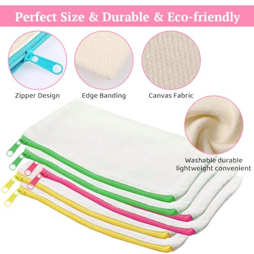 HASTHIP 10Pcs DIY Craft Blank Bag Canvas Makeup Pencil Pouch- Multipurpose Pen Pencil Case Cotton Canvas Cosmetic Bag Travel Cosmetic Bag, DIY Canvas Pencil Pouches Craft Gift for Kids