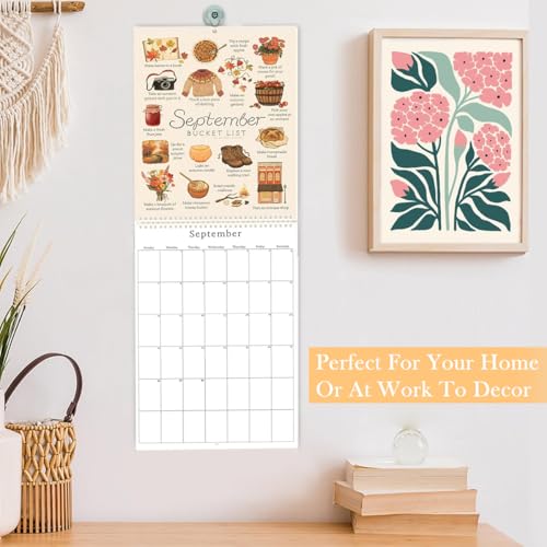 OFIFO® 2025 Bucket List Calendar, Creative 2025 Wish List Calendar Planner with Colorful Scrapbooking Stickers, Coil Binding Wall Hanging Calendar 2025 to-Do List Monthly Calendar
