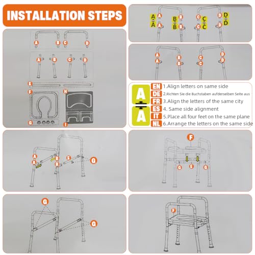HANNEA® Toilet Seat Riser for Seniors, Rugged Aluminum Alloy Anti-slip Toilet Seat with Handrail Dual Way Adjustable Height and Width Design Universal Toilet Seat Riser with Handrail