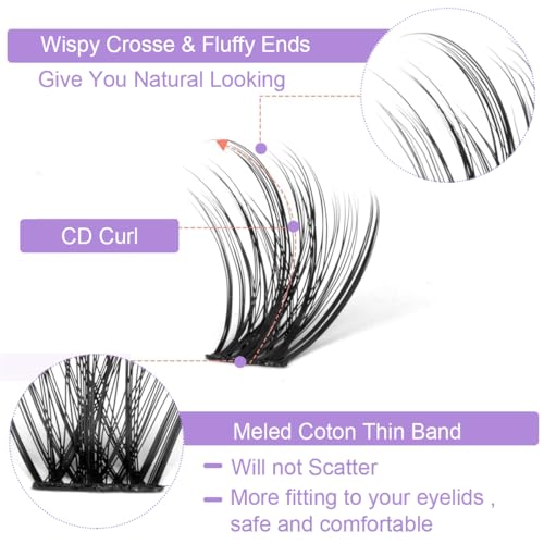 MAYCREATE 160PCS Eyelash Clusters Lash Kit, Lash Clusters Eyelash Extensions Individual Lashes Wispy 11-13mm Mixed Eyelash Clusters D Curl DIY Lash Extension at Home for Beginners