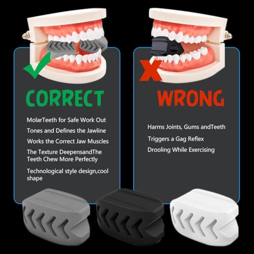 MAYCREATE 6Pcs Jaw Exerciser for Men Women, 40/50/60lbs Resistance, Safe Silicone Jaw Line Exerciser, Enhances Facial Muscles & Sculpts Jawline, Includes Storage Case