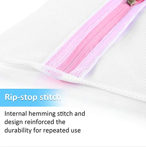 HASTHIP 5PCS Mesh Laundry Clothes Washing Bag, Laundry Bags Coarse Mesh Wash Bags with Zipper for Washing Machine, Delicates, Lingerie, Socks, Bra, Shoes