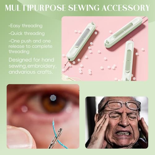 HASTHIP® 2 in 1 Needle Threader Seam Ripper, Automatic Sewing Machine Opening Machine Quilting Supplies Sewing Kit Rapid Sewing Machine Circular Sewing Machine, Green