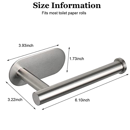 HASTHIP® Toilet Paper Holder Self Adhesive Thicken 304 Stainless Steel Rustproof Roll no Drilling for Bathroom Kitchen Washroom Chrome Finish 16 x 4.5 x 8.2CM Silver 3PCS