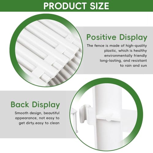 HASTHIP® 12PCS Garden Fence Outdoor Border 50x30cm Connectable Plant Partition Fences Decorative White PVC for Flower Bed Green House Porch