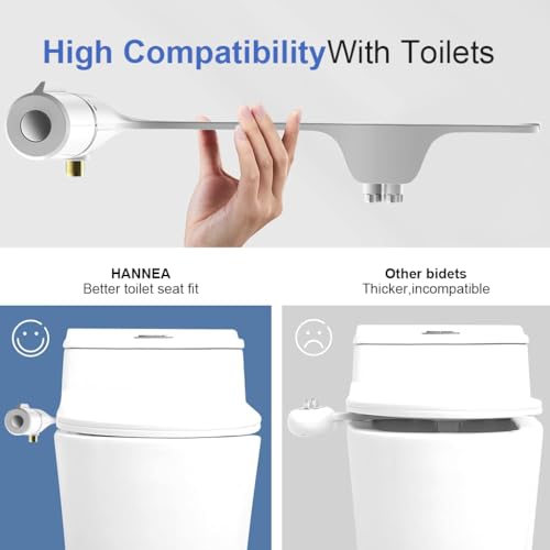 HANNEA® Jet Spray for Toilet Portable Ultra-Slim Bidet with Dual Nozzles Posterior Feminine Wash Adjustable Water Pressure Non-Electric Seat Attachment ABS Polished 2PCS