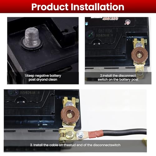 STHIRA® Disconnect Switch Universal 12V 125A Negative Battery Quick Disconnection Twist-knob Cut Off for Car Truck Marine RV Electrical Equipment Pure Copper 3PCS