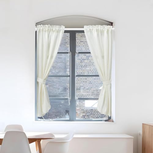 HASTHIP® 1Pack Retractable Curtain Rod with 2 Wall Hook No Drilling Expandable Spring Loaded Tension Adjustable 32.6-59 inches White 2PCS