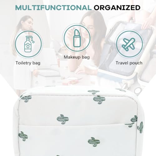 MAYCREATE® Small Makeup Pouch Bag Cosmetic Organizer with Lipstick Slots Cactus Print Travel for Women Portable Brush Toiletries 17x11.5x5cm 2 PCS